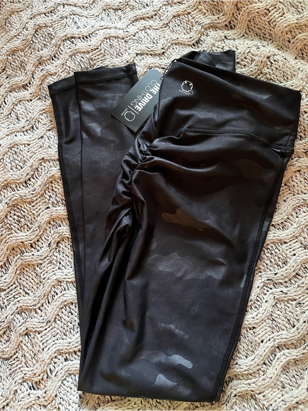The Drive Clothing Black Army Camo Body Scrunch Leggings